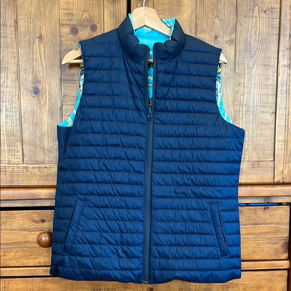J. McLaughlin reversible Navy Blue Puffer Vest